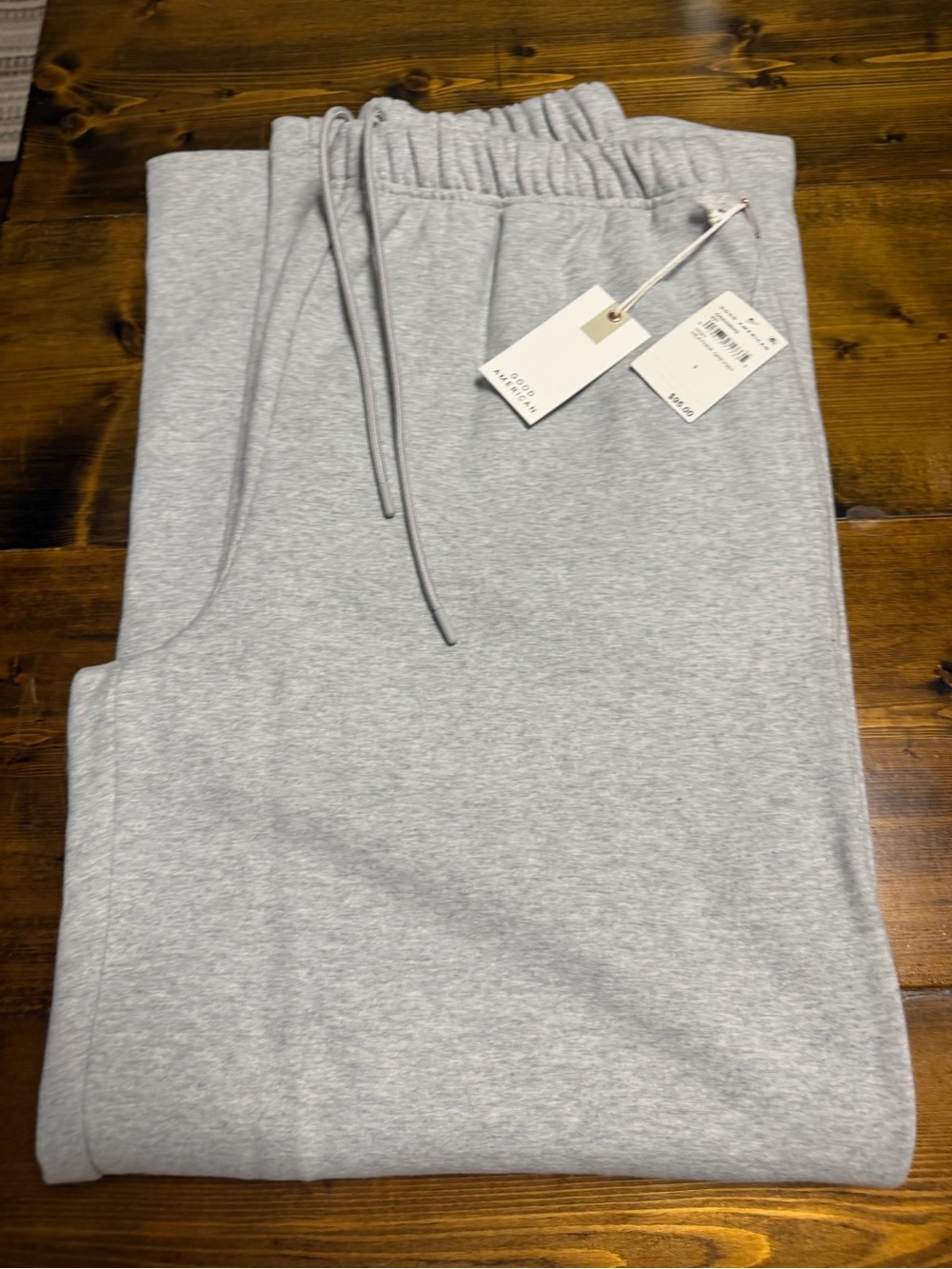Good American Brushed Fleece, Wide Leg Sweatpants, Corset Top. Size L NWT